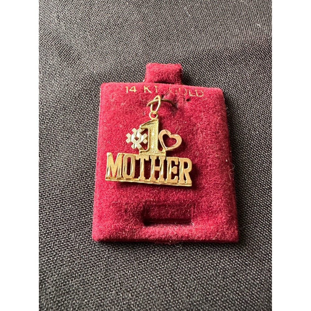 Vintage Michael Anthony 14K Yellow Gold #1 Mother Heart Charm Pendant 1.2g